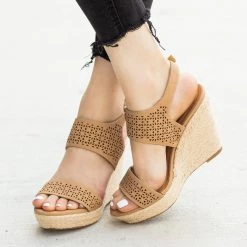 Delicious Shoes Sassy Laser Cut Espadrille Wedges Newest Arrivals