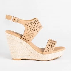 Delicious Shoes Sassy Laser Cut Espadrille Wedges Newest Arrivals