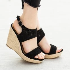 Delicious Shoes Sassy Laser Cut Espadrille Wedges Newest Arrivals