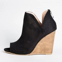 Yoki Sassy Laser-Cut Open-Toe Wedges Newest Arrivals