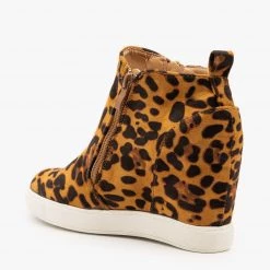 AMS Shoes Newest Arrivals Sassy Leopard Inner Wedge Sneakers