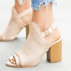 Qupid Shoes Sassy Peep Toe Slingback Booties