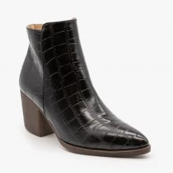 Mata Sassy Pointed Toe Crocodile Booties FINAL SALE Newest Arrivals