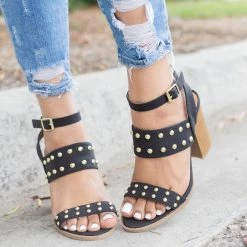 Qupid Shoes Sassy Studded Chunky Heels 15 Qupid Shoes Sassy Studded Chunky Heels