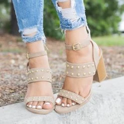 Qupid Shoes Sassy Studded Chunky Heels 16 Qupid Shoes Sassy Studded Chunky Heels