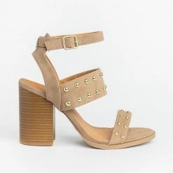 Qupid Shoes Sassy Studded Chunky Heels