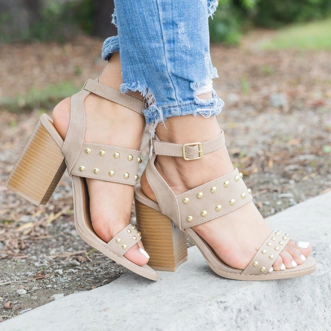 Qupid Shoes Sassy Studded Chunky Heels 4 Qupid Shoes Sassy Studded Chunky Heels
