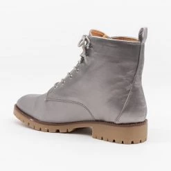 Qupid Shoes Satin Fashion Lace-Up Combat Boots