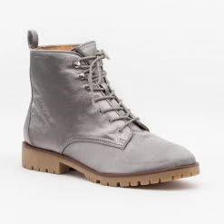 Qupid Shoes Satin Fashion Lace-Up Combat Boots