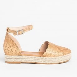 AMS Shoes Newest Arrivals Scalloped Animal Print Espadrille Flats