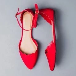 Bamboo Shoes Scalloped Ankle Strap Flats