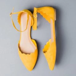 Bamboo Shoes Scalloped Ankle Strap Flats