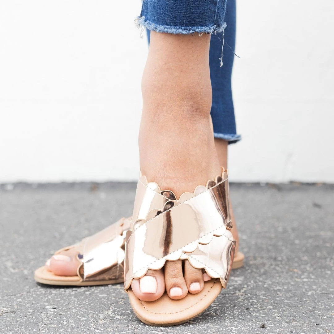 Qupid Shoes Newest Arrivals Scalloped Crisscross Slides 1 Qupid Shoes Newest Arrivals Scalloped Crisscross Slides