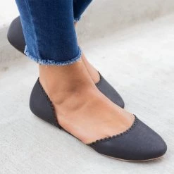 Qupid Shoes Scalloped D'orsay Flats Newest Arrivals