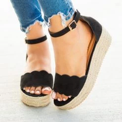 Mata Scalloped Edge Espadrille Flatforms