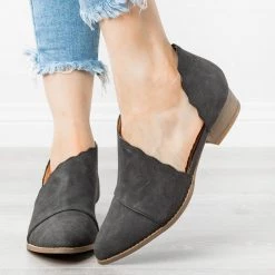 AMS Shoes Scalloped Edge Side Cut Out Flats Newest Arrivals