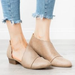 AMS Shoes Scalloped Edge Side Cut Out Flats Newest Arrivals