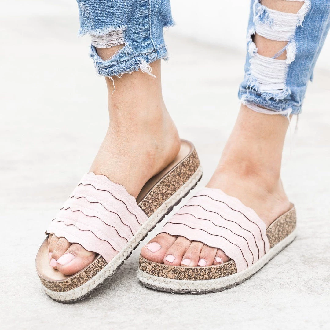 Nature Breeze Scalloped Espadrille Cork Slides Newest Arrivals 6 Nature Breeze Scalloped Espadrille Cork Slides Newest Arrivals