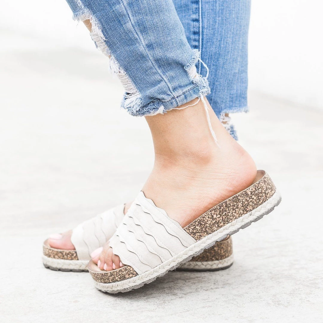 Nature Breeze Scalloped Espadrille Cork Slides Newest Arrivals 5 Nature Breeze Scalloped Espadrille Cork Slides Newest Arrivals
