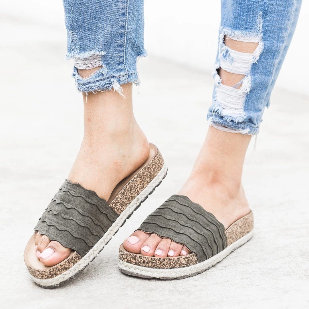 Nature Breeze Scalloped Espadrille Cork Slides Newest Arrivals 8 Nature Breeze Scalloped Espadrille Cork Slides Newest Arrivals