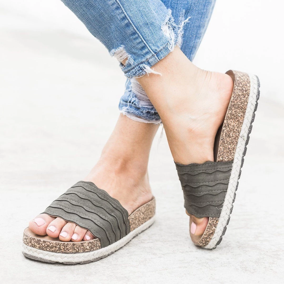 Nature Breeze Scalloped Espadrille Cork Slides Newest Arrivals 4 Nature Breeze Scalloped Espadrille Cork Slides Newest Arrivals