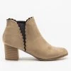 AMS Shoes Scalloped Side Cut Ankle Booties