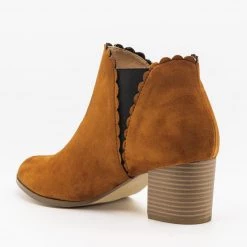 AMS Shoes Scalloped Side Cut Ankle Booties