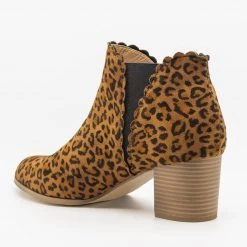 AMS Shoes Scalloped Side Cut Ankle Booties
