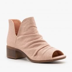 Soda Shoes Newest Arrivals Scrunched Canvas Peep Toe Booties 18 Soda Shoes Newest Arrivals Scrunched Canvas Peep Toe Booties