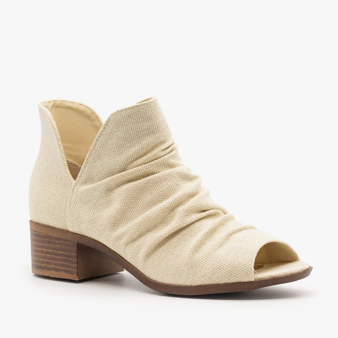 Soda Shoes Newest Arrivals Scrunched Canvas Peep Toe Booties 13 Soda Shoes Newest Arrivals Scrunched Canvas Peep Toe Booties