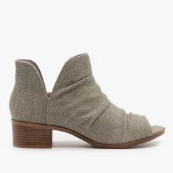 Soda Shoes Newest Arrivals Scrunched Canvas Peep Toe Booties