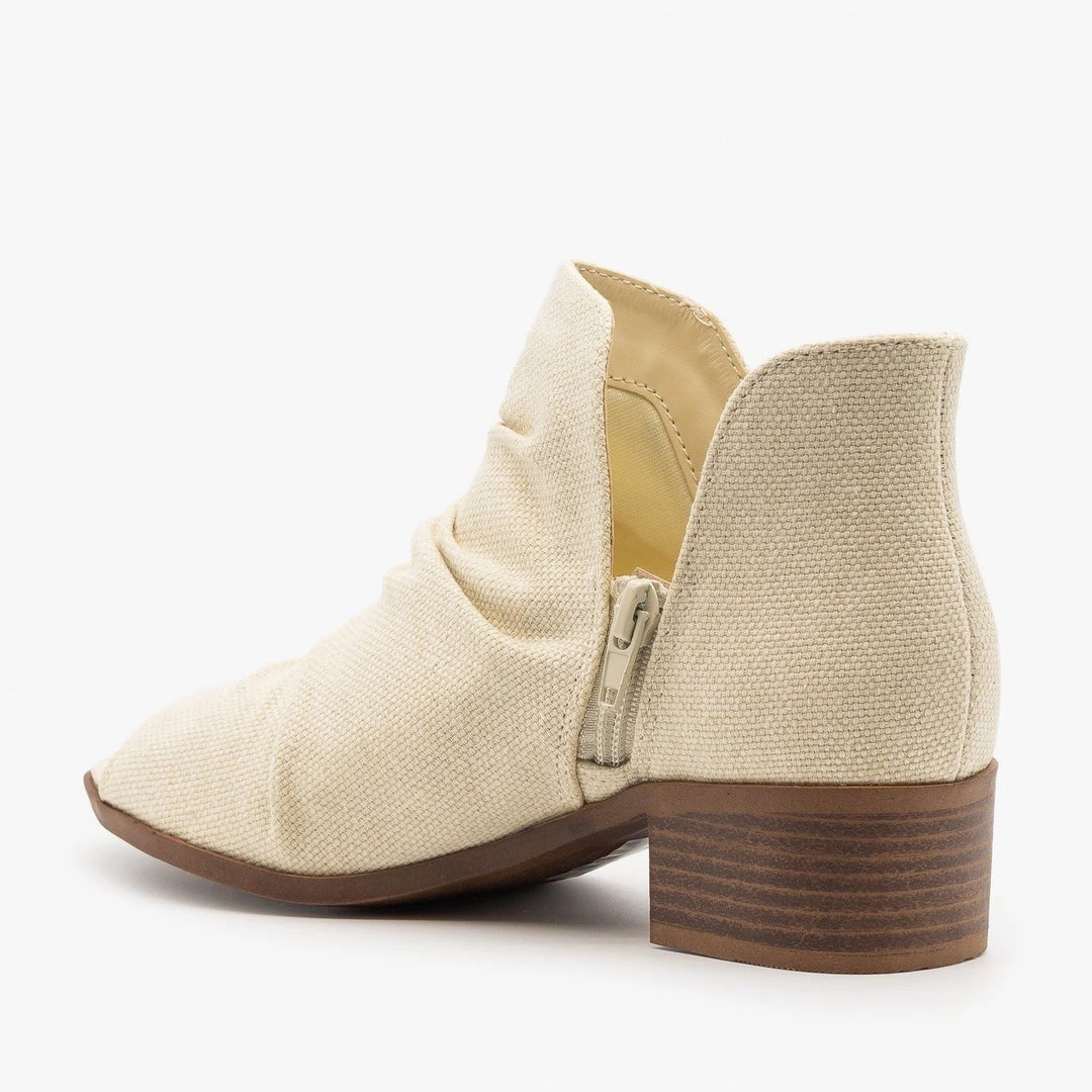 Soda Shoes Newest Arrivals Scrunched Canvas Peep Toe Booties 15 Soda Shoes Newest Arrivals Scrunched Canvas Peep Toe Booties