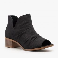 Soda Shoes Newest Arrivals Scrunched Canvas Peep Toe Booties 26 Soda Shoes Newest Arrivals Scrunched Canvas Peep Toe Booties