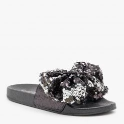 Weeboo Newest Arrivals Sequin Bow Slides