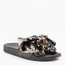 Weeboo Newest Arrivals Sequin Bow Slides