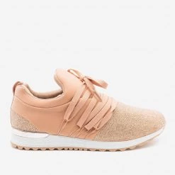 Qupid Shoes Sequin Laced Athleisure Sneakers Newest Arrivals