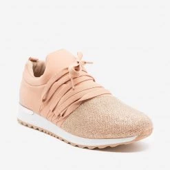 Qupid Shoes Sequin Laced Athleisure Sneakers Newest Arrivals