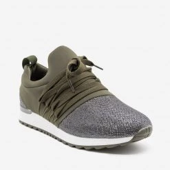 Qupid Shoes Sequin Laced Athleisure Sneakers Newest Arrivals