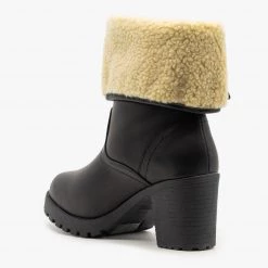 Forever Newest Arrivals Sherpa Cuff Chunky Heel Booties FINAL SALE