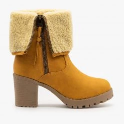 Forever Newest Arrivals Sherpa Cuff Chunky Heel Booties FINAL SALE