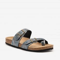 Olivia Miller Shimmery Metallic Snake Print Sandals Newest Arrivals