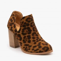 Mata Side Cut Animal Print Booties
