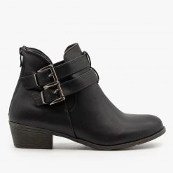 Top Moda Side Cut Buckled Booties Newest Arrivals