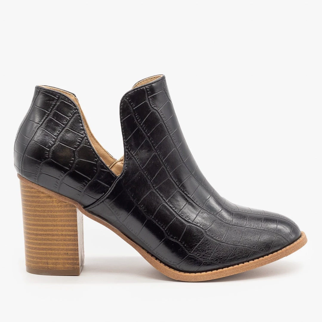 Mata Side Cut Crocodile Print Booties FINAL SALE Newest Arrivals 4 Mata Side Cut Crocodile Print Booties FINAL SALE Newest Arrivals