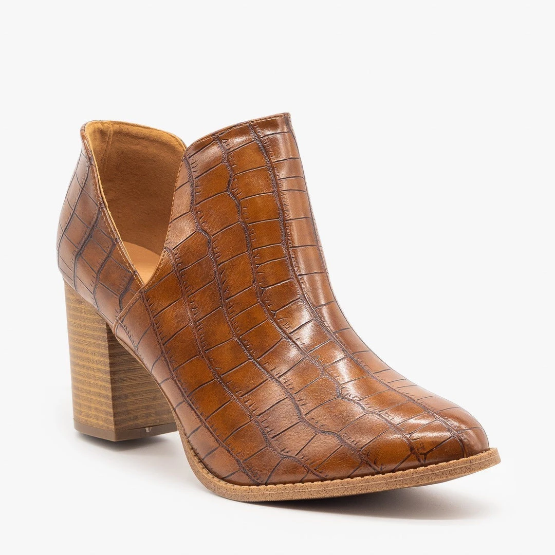 Mata Side Cut Crocodile Print Booties FINAL SALE Newest Arrivals 3 Mata Side Cut Crocodile Print Booties FINAL SALE Newest Arrivals