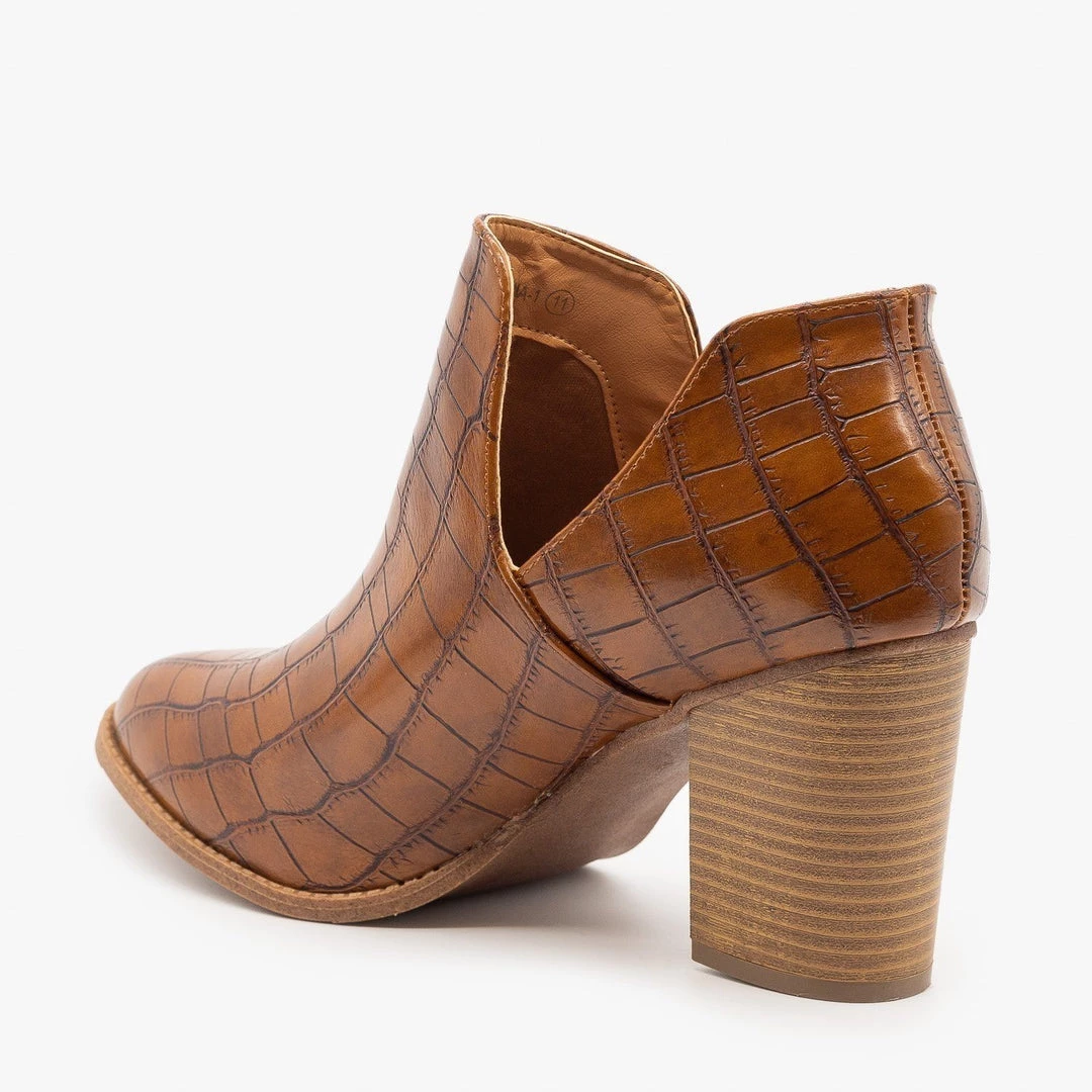 Mata Side Cut Crocodile Print Booties FINAL SALE Newest Arrivals 2 Mata Side Cut Crocodile Print Booties FINAL SALE Newest Arrivals