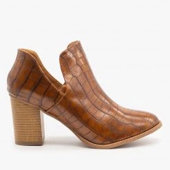 Mata Side Cut Crocodile Print Booties FINAL SALE Newest Arrivals