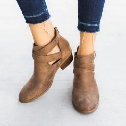 Wild Diva Shoes Side Cut Crossed Buckle Ankle Booties Newest Arrivals