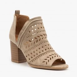 Qupid Shoes Side Cut Geometric Design Booties Newest Arrivals