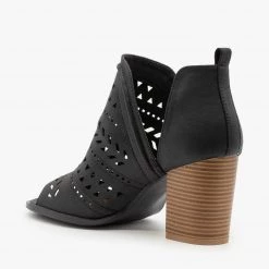 Qupid Shoes Side Cut Geometric Design Booties Newest Arrivals